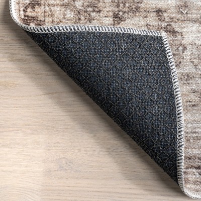 Gray Floral Synthetic Short Pile Rectangular Rug