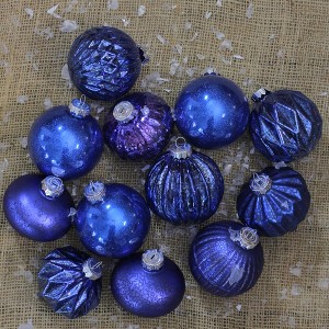 Northlight Multi Finish with Various Shaped Christmas Ornaments - 3.75" - Royal Blue - 12ct - 1 of 4