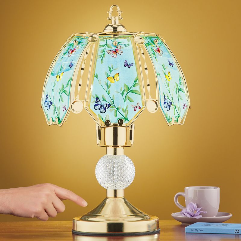 Collections Etc Butterfly Flowering Branch Gold-Tone Touch Lamp 10.25 X 10.25 X 15.75, 2 of 3