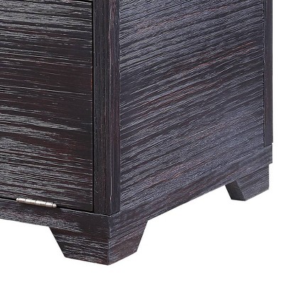 Antique Black 24" Pine Wood End Table with Storage