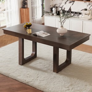 60"-78" Extendable Dining Table with Removable Leaf, Farmhouse Wooden Dinner Table Kitchen Table Office Desk, Natural/Brown-ModernLuxe - 1 of 4