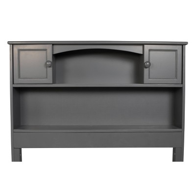 Gray Twin Wood Bookcase Headboard with Storage