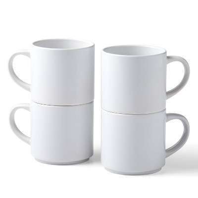 White 10oz Stackable Ceramic Mug Set for Personalization