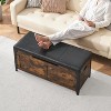 Retro Storage Bench, Wooden Chest with Safety Hinges, Entryway Ottoman, 300 lb Weight Limit, for Living Room, Bedroom, Simple Setup - 2 of 4