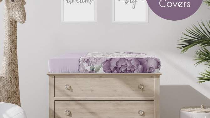 Sweet Jojo Designs Girl Baby Crib Bed Skirt Peony Floral Garden Purple and Ivory, 2 of 5, play video