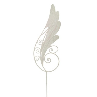 Allstate Floral 24" White Glittered Angel Wing Craft Pick