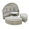 Carrie PE Rattan Round Sectional Sofas, Tone Weave Sunbed with Retractable Canopy, Removable Cushion, Outdoor Furniture - Maison Boucle - 2 of 4