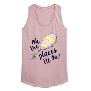 Women's - Dr. Seuss - Oh The Places I'll Go Balloon Graphic Racerback Tank - 1 of 4