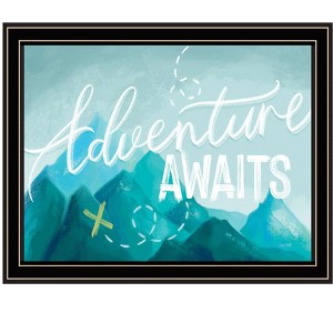 HomeRoots Adventure Awaits Black Framed Print Wall Art - 1 of 3