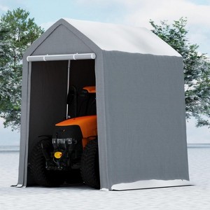 GustoWave 10x10 FT Outdoor Storage Shed Carport Canopy, Portable Garage for Motorcycle, Garden Tools - 1 of 4