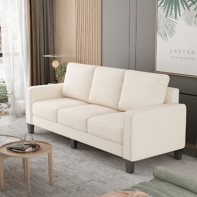 GDFStudio Hodgson Modern 3-Seat Wood and Fabric Upholstered Sofa