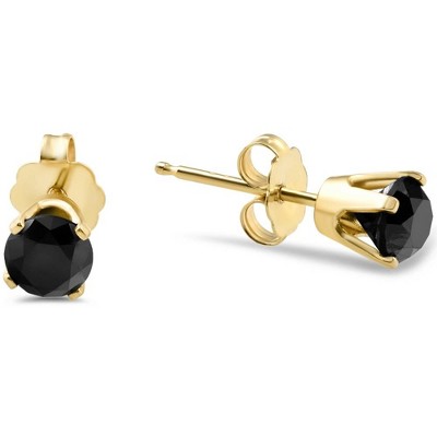 Pompeii3 1ct Black Diamond Studs in 14k Yellow Gold