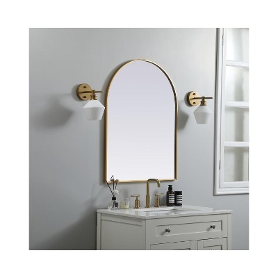 Brass Arch Frame Rectangular Wall Mirror