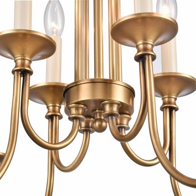 Natural Brass 8-Light Candle Chandelier with Curved Arms
