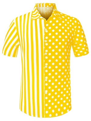 Lars Amadeus Men's Vertical Striped Shirt Short Sleeve Button Down Summer  Color