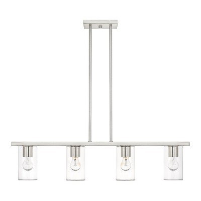 Brushed Nickel 4-Light Crystal Chandelier with Clear Glass
