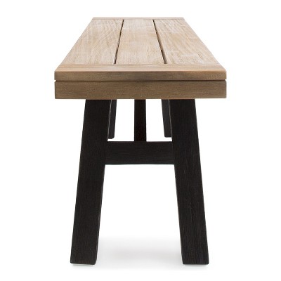 Betteravia Outdoor Acacia Wood Dining Bench with Brushed Mahogany Legs