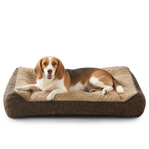 Luxury Orthopedic Dog Bed with Rabbit Fur Fleece, Double Mixed Shredded Foam Support, Machine Washable Pet Sofa - 1 of 4