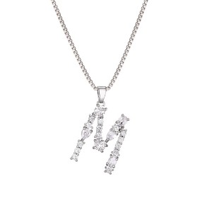 Adornia Silver Plated Mixed Stone Crystal Initial Necklace - 1 of 3
