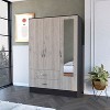 NicBex 71.12"H Armoire Wardrobe Closet Storage Cabinet with 3 Doors & Mirror & 2 Drawers for Bedroom, Gray - 2 of 4