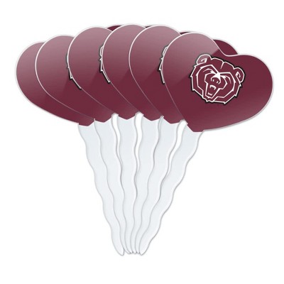 Missouri State University Bears Logo Heart Love Cupcake Picks Toppers Decoration Set of 6