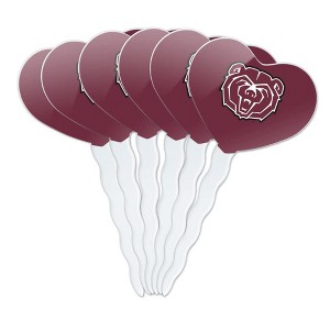 Missouri State University Bears Logo Heart Love Cupcake Picks Toppers Decoration Set of 6 - 1 of 4
