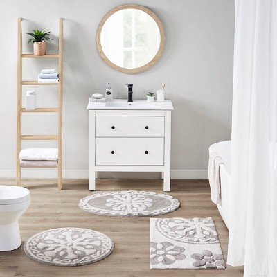 MAYEERTY 20"×30" Flower Print Cotton Brown Bath Rug