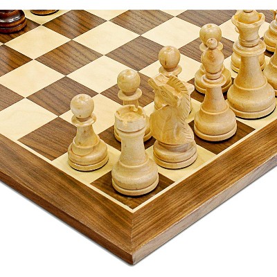 Classic Staunton Walnut and Maple Wood Chess Set with 3.75" King