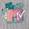 Mtv Tropical Flower Logo Adult T-Shirt Athletic Heather - 2 of 4
