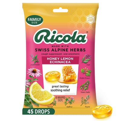 Ricola Throat Drops - Honey Lemon with Echinacea - 45ct