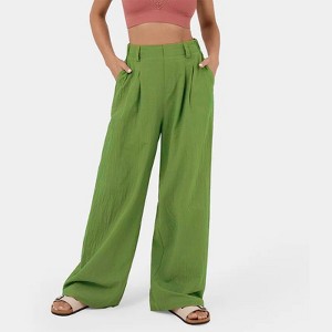 Women's High - Waisted Cotton Straight - Leg Wide - Leg Pants, Loose & Casual Long Trousers - 1 of 1