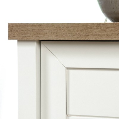 Cottage Charm 39" Freestanding White and Lintel Oak Storage Unit