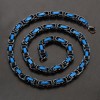 Men's Black and Blue Polished Stainless Steel Byzantine Chain Necklace - 4 of 4