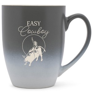 100 North Bull Rider 10 Ounce Gray and White Two Toned Ombre, Comfortably Fits Your Hands, Ceramic Tea Coffee Cup Mug, Easy Cowboy - 1 of 1