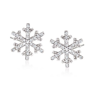 Ross-Simons 0.15 ct. t.w. Diamond Snowflake Stud Earrings in 14kt White Gold