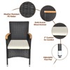 Karl Home Black 7-Piece Wicker Acacia Wood Outdoor Dining Set with Beige Cushion - 4 of 4