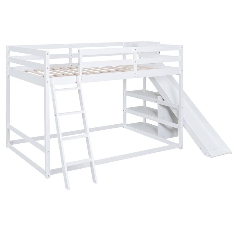 Full over Full Bunk Bed with Ladder, Slide and Shelves-ModernLuxe, 5 of 12