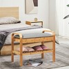 Costway Shoe Rack Bench Bamboo W/Cushioned Seat&Storage Shelf Padded Seat Shoe Bench - 2 of 4
