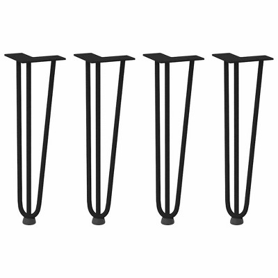 vidaXL - Solid Steel Hairpin Table Legs 16.5" Black - Modern Adjustable Table Base with Pre-Drilled Holes for Home/Office/Garden