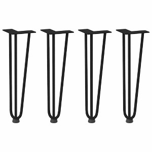 vidaXL - Solid Steel Hairpin Table Legs 16.5" Black - Modern Adjustable Table Base with Pre-Drilled Holes for Home/Office/Garden - 1 of 4