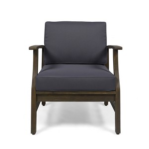 GDFStudio Abena Outdoor Acacia Wood Club Chair with Cushions - 1 of 4