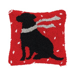 C&F Home 8" x 8" Winter Christmas Black Dog with Scarf Silhouette Small/Petite Hooked Accent Throw Pillow - 1 of 4