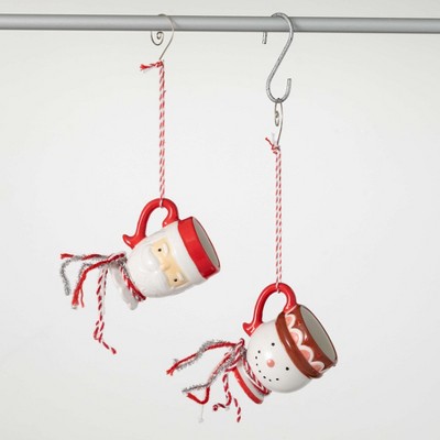 2.25"H Sullivans Christmas Whimsy Christmas Mug Ornaments Set of 2  Red-White