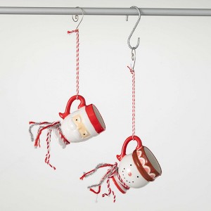 2.25"H Sullivans Christmas Whimsy Christmas Mug Ornaments Set of 2  Red-White - 1 of 2