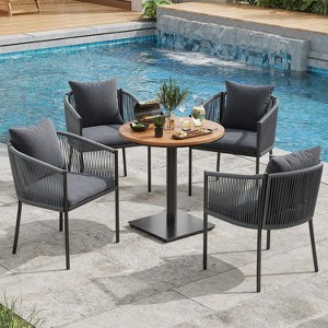 VisioGear Patio Accent Table Sets, 5 Pieces Outdoor Dining Set with Cushions, Patio Chair with Round Table for Lawn, Gray, 22.05"*24.41"*30.71" - 1 of 4