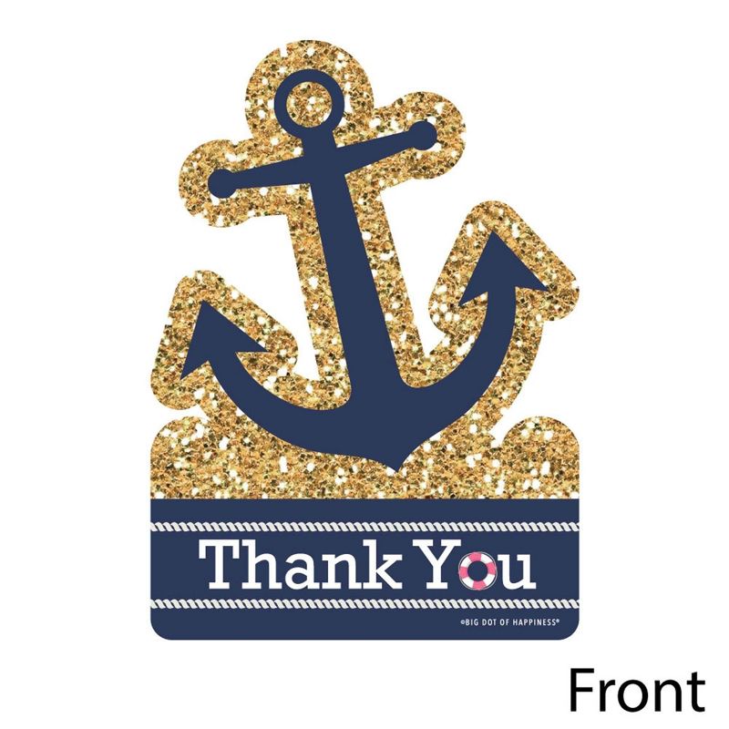 Big Dot of Happiness Last Sail Before the Veil - Shaped Thank You Cards - Nautical Bachelorette & Bridal Thank You Cards with Envelopes - Set of 12, 3 of 8
