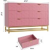 Acekool 6 Drawer Dresser with Gold Metal Legs, Modern Wide Chest for Bedroom or Living Room, 53.5 Inch - 3 of 4