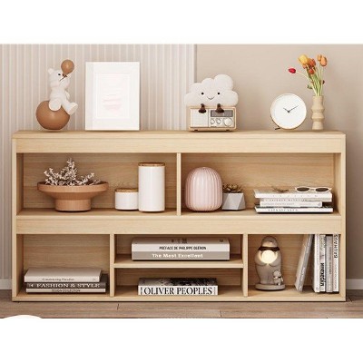 Wooden Bookshelf with Drawer, Storage Organizer with Cubby Shelves for Playroom, Classroom, Library, Study Room