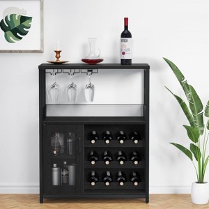 TackView Bar Cabinet with Wine Rack and Glass Holder, Kitchen Sideboard Buffet Cabinet with Mesh Door, for Kitchen, Living Room - 1 of 4