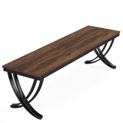 Lirago Brown 78.74" Industrial Double Desk Engineered Wood Metal Frame 29.53x78.74x27.56 Computer Workstation